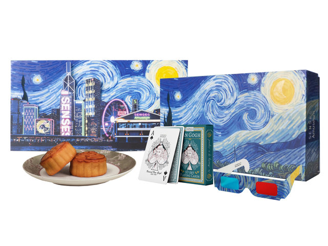 花店附加禮物 - Van Gogh SENSES 3D立體珍藏版奶黃月餅禮盒 – 星夜 6 PCS - MRA0716A1 Photo